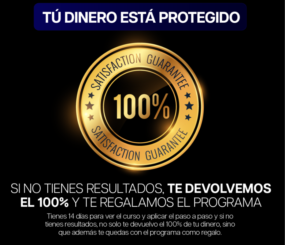 Tu dinero está protegido — garantía 100%