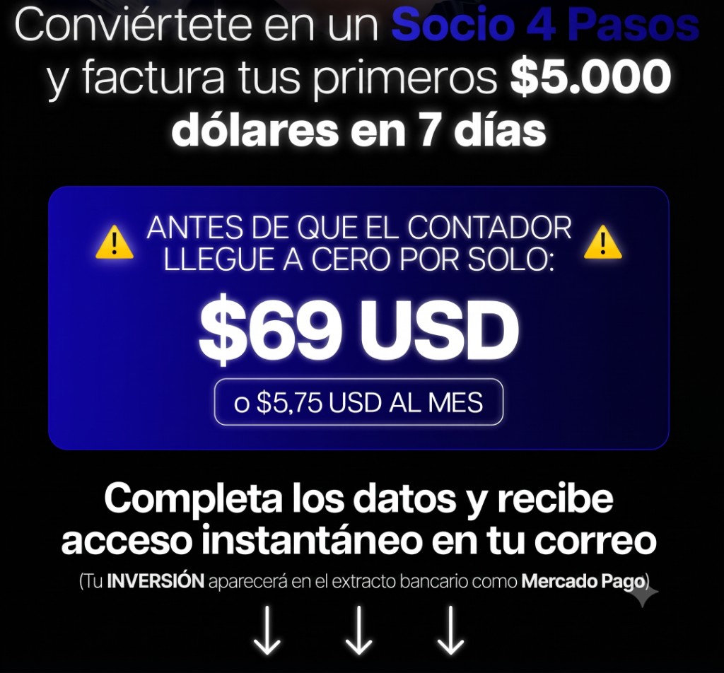 Conviértete en un Socio 4 Pasos — $69 USD